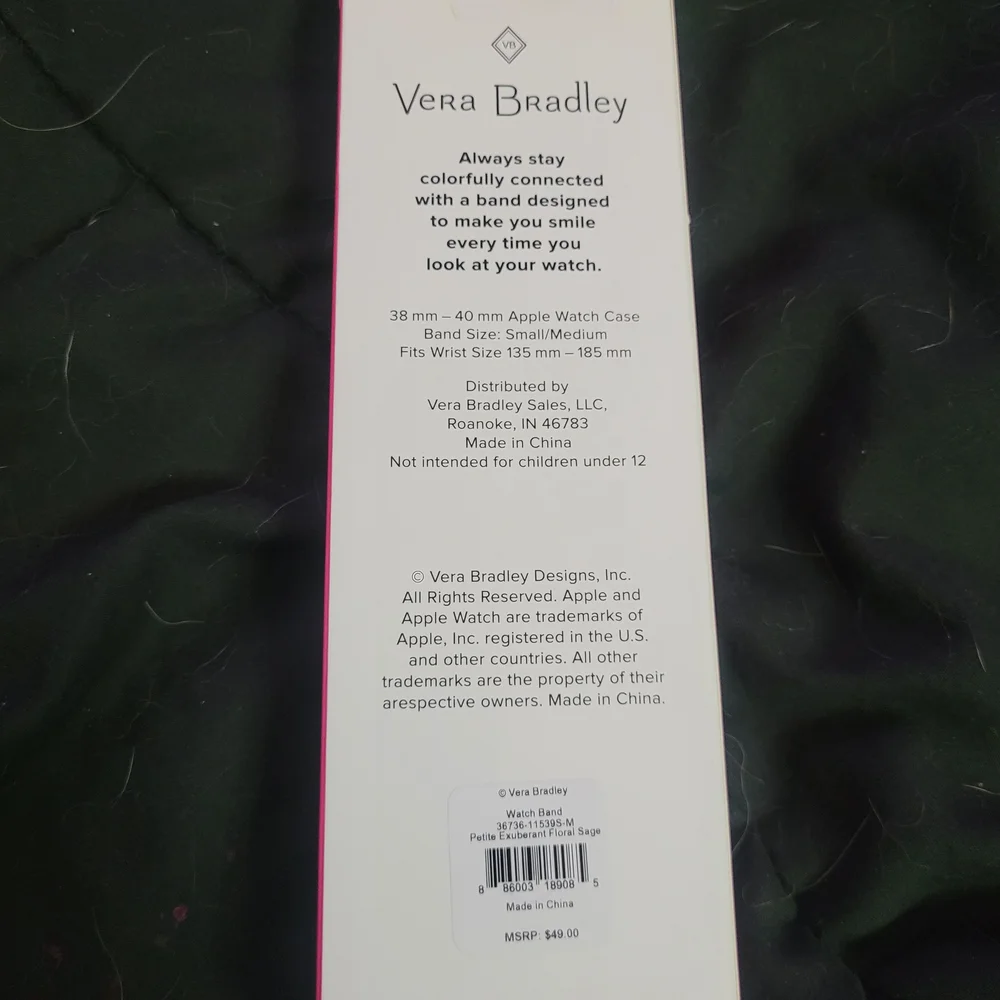 Nib Vera Bradley Floral Watch Band in Pink and Purple